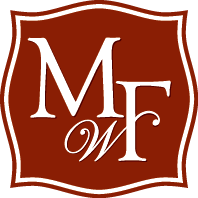 mosquito fleet winery logo m f w lettering on dark red